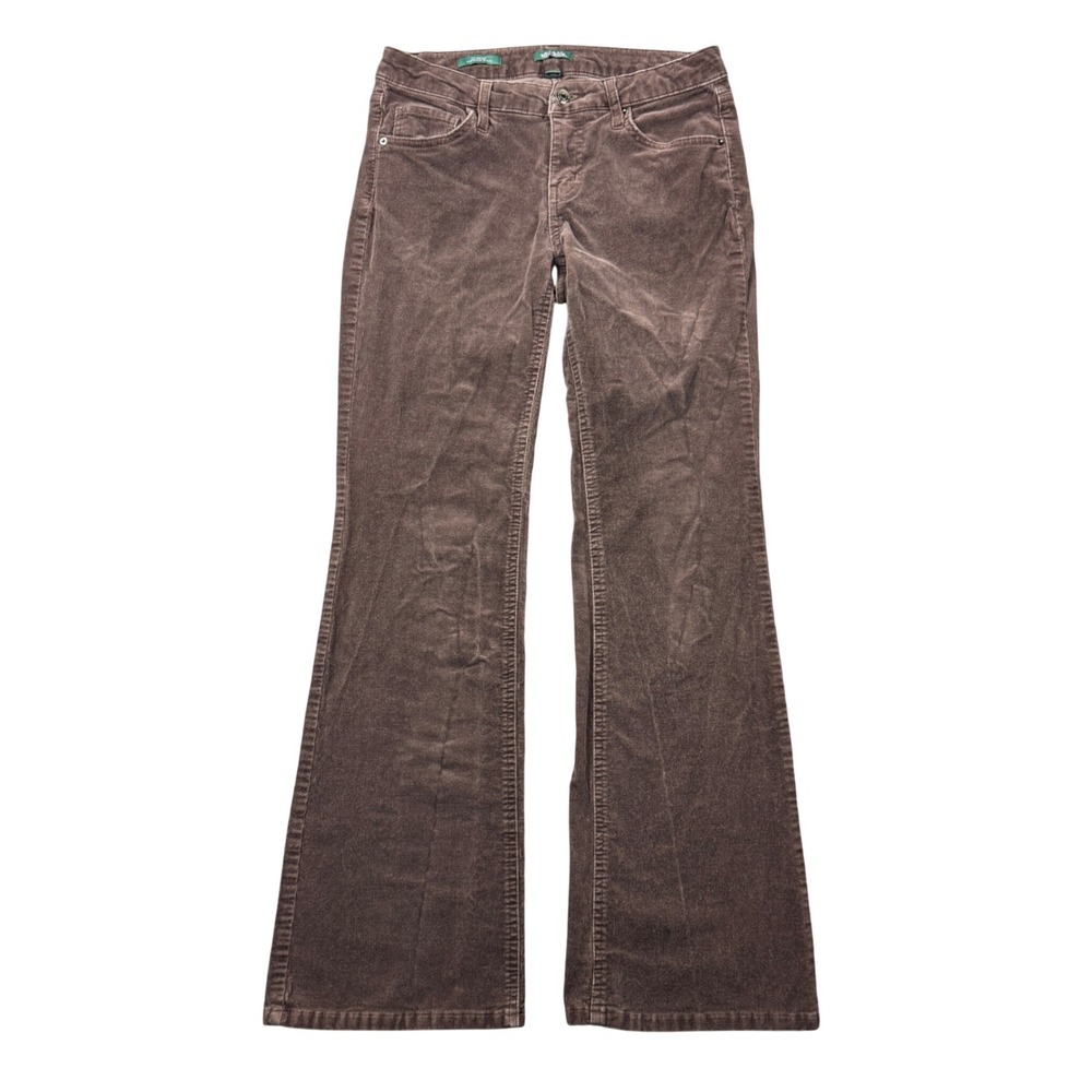 Brown Corduroy Low Rise Flare Pants Women Size 4 Stretch Wide Leg Boho